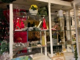 Two Cabinets w lights and Glass shelves 92 x 94 x 16 1/2 in ea. Giftware floral