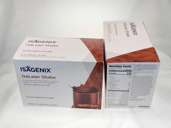 Isagenix IsaLean Shake 2 Boxes of Dutch Chocolate Supplement Shakes 14 units each box