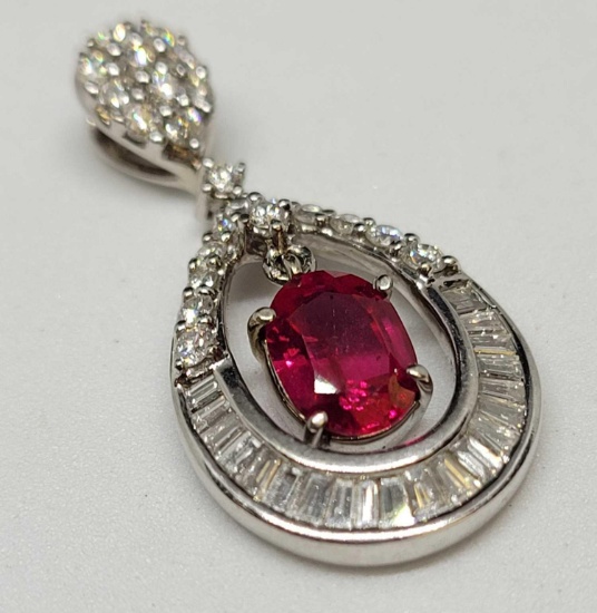 18kt white gold diamond and ruby pendant beautiful jewelry