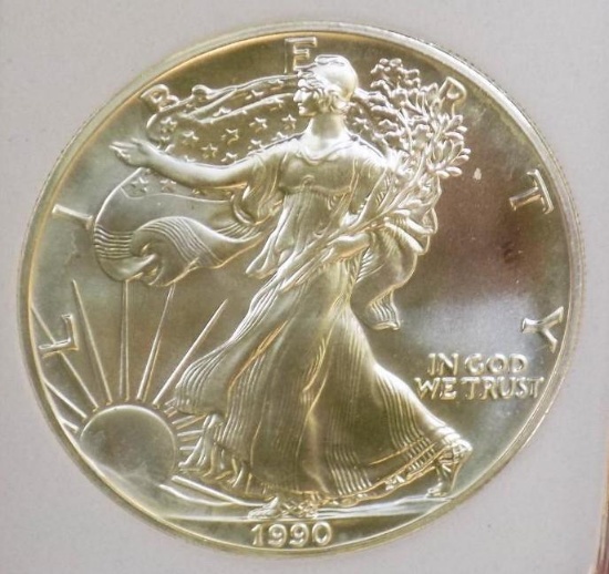 American silver eagle 1990 gem bu perfect Frosty white mint state semi pl early year premium eagle