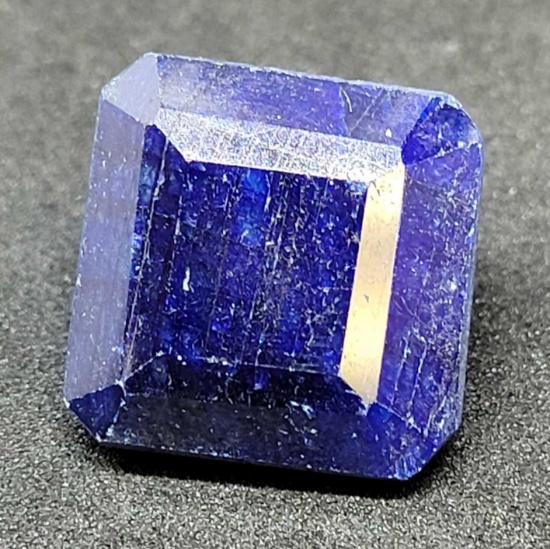 Rectangular step cut 20.49ct blue Sapphire gemstone