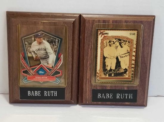 Pair of Babe Ruth Cards Mounted on Plaques