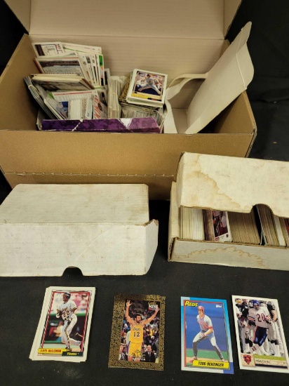 Box of Sports cards baseball, basketball, football