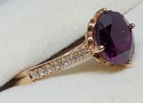 14k rose gold over 925 garnet and diamond ring new high end designer huge stone