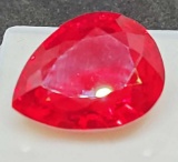 Ruby stunning huge 25.59ct pear cut deep blood red translucent beauty