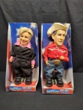 Senator Hillary Clinton and George Bush dancing dolls