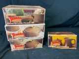 temuka stoneware oven to table casserole clay pot 4 units 7x11 and sugar and cream