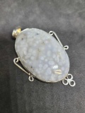 Ocean Jasper pendant setin 925 silver stunning huge blue green gemstone beauty 20+ct