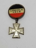 Vintage Lincoln 1916 WKB 1906 Button Pin