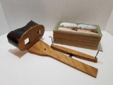Vintage Wood Stereoscope with 100 Slides