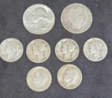 Coin lot 90% silver 6 dimes bu+ Washington and Barber quarter nice collector lot