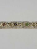 18kt yellow gold over 925 silver designer bracelet ruby Sapphire and emerald gemstone new high end