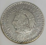 1948 Mexico 5 Peso Cuahtemoc Silver Coin .8681 oz ASW Silver Amazing High Relief Detail