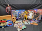 Vintage Toy lot. Wrestling GI Joe Johnny Depp w broken parts Mask figure Wooden Bekins truck