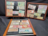 Framed foreign currency and Military payment certificates