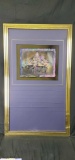 Framed abstract artwork with tin and sinage