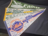 Vintage Pennant lot! Eagles Oakland A's Mets Raiders Chicago Bulls