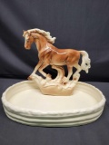 Vintage Glass Horse in pen style serving dish