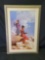 Beautiful Native Woman and Child Framed painting on Canvas Signed Ray Swanson
