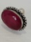 Large Ruby Stone in Sterling Silver Setting Ring