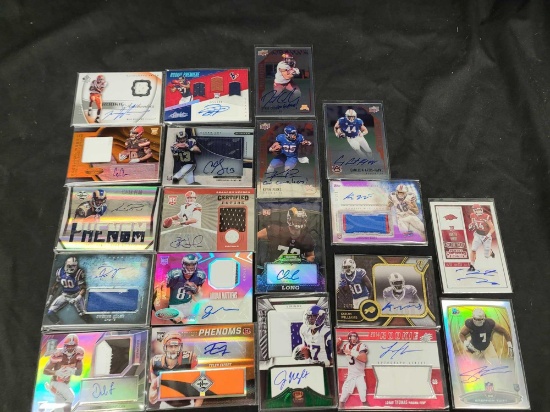 20 football cards Rookies, Jersey, signed and numbered