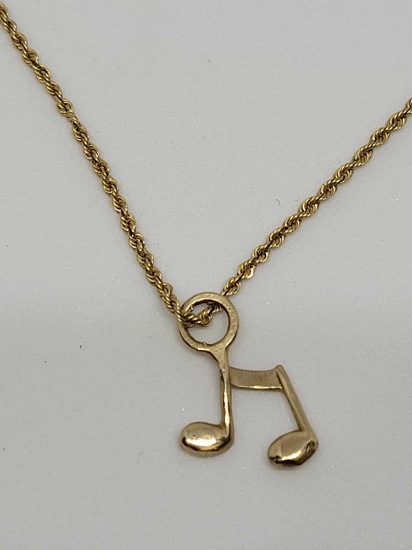 14kt gold necklace with 14kt gold Music Note pendant