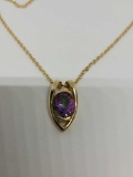 14kt gold necklace with set stone
