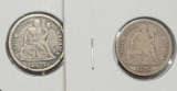 Carson City 1876 &1877 Seated Liberty Dimes- Semi Key Rare Coins