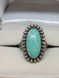 Sterling silver native ring with high end opal 7.4 grams