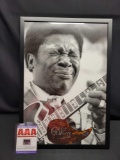 Framed photo 20 x 14in BB King signed Pick guard