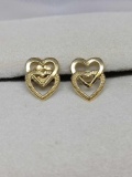 14kt yellow gold pure gold heart shaped earrings perfect condition