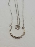Diamond Moon and Star Necklace NEW