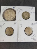 Collector coin lot silver half Buffaloes key rare wheat 12 d nice xf to au high grade 4 coins