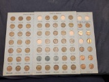 Wheat cent collection in old album 93 copper pennies from 1934 to 1964 nice bus also