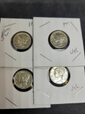 Mercury silver dime collectors lot Frosty UNCS 1937s 1939s 1939dd & 44s 4 coins