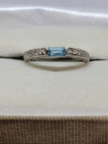 Silver blue Topaz ring size 7