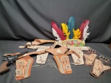 Vintage Toy Holsters Pistol Indian headress
