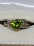 925 silver ring with white and green stones size 7