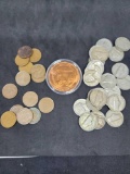 Coin lot wheat pennys, Nickels, Hoover Dam Coin
