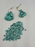 Turquoise earrings and stones for necklace