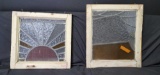 Stained Glass window with thick wood frames 2 units