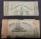 Set of 2 Rare State of Louisiana Civil War Era Confederate Obsolete Notes