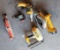 Crate full of power tools DeWalt cordless skill saw, power drill small vice air Sander, nail gun