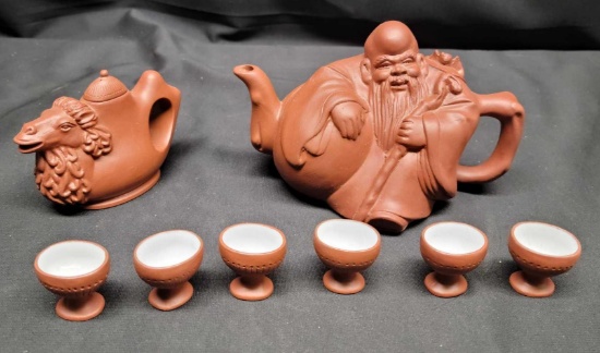 Vintage Yixing Clay Asian teapot and Camel teapot w small cups