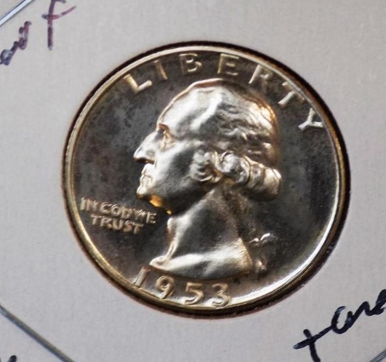 Washington quarter 1953 proof cameo beauty early year silver proof with cameo