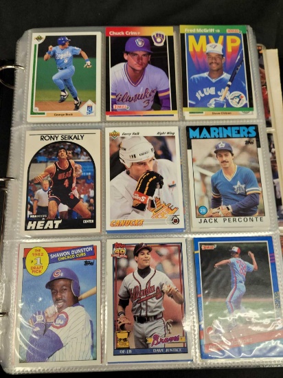 Binder of football, hockey, basketball, baseball, cards from the 80s-2000s