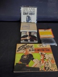 The Law & Lenny Bruce 45 record, Dane Cook Retaliation cd, Scrapbook of hilkbilly & western stars,