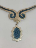 Silver 925 Mexico necklace with blue stone