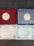 Washington silver half lot of 2 in original mint boxes 1982 Commeratives Proof and UNC