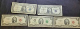 Silver Certificate Paper money lot 2 silver certs and 2 old 2 Dollar bill 8$ face value